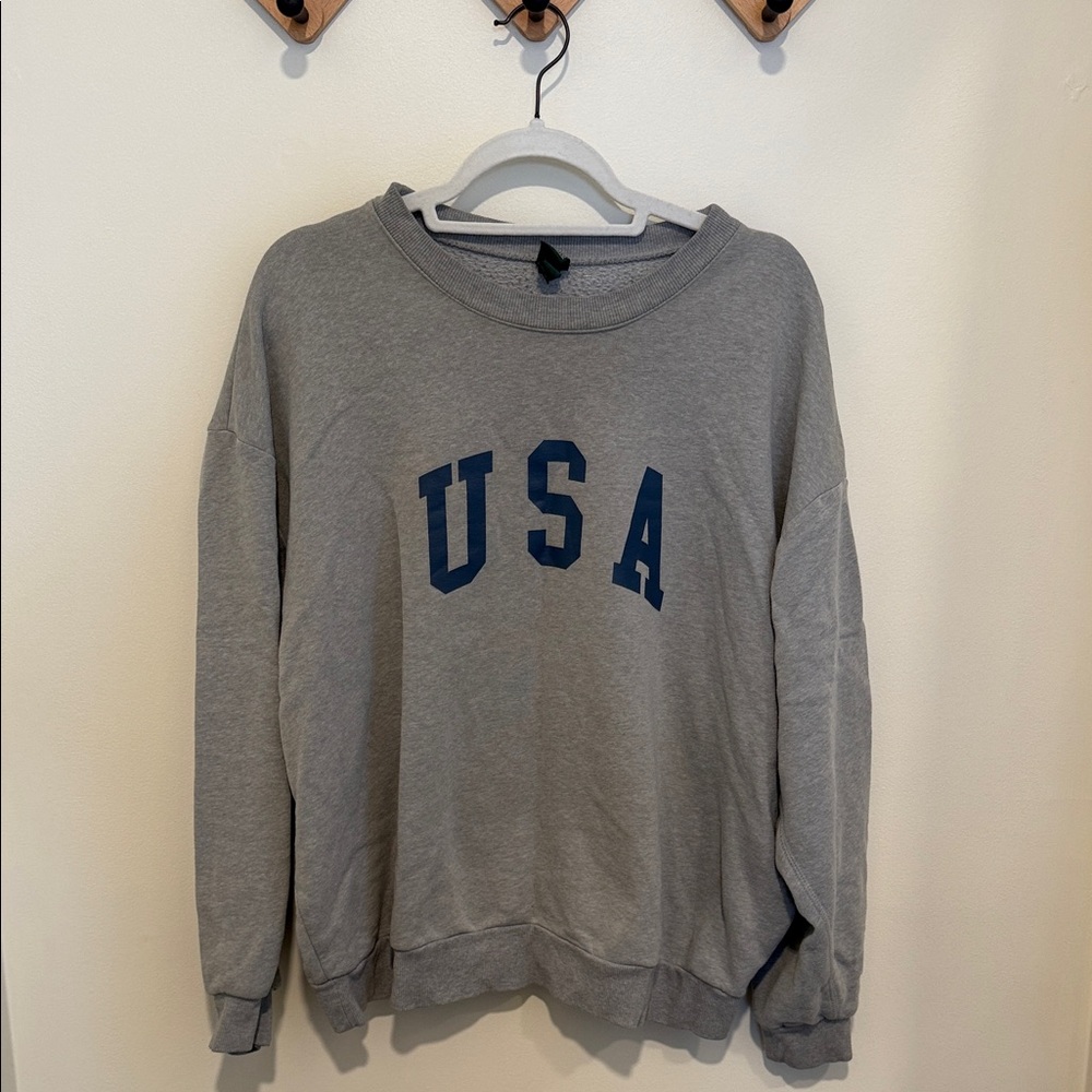 Wild Fable Gray USA Crew Neck Sweater